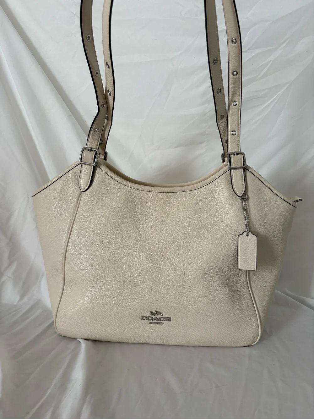 Coach meadow bag purse cream genuine leather designer shoulder large